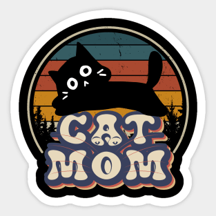 Cat Mom  Retro Funny Cat Mom Mothers Day Sticker